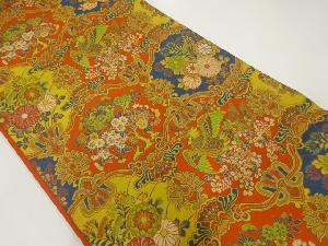 鳳凰に草花模様織出し全通袋帯